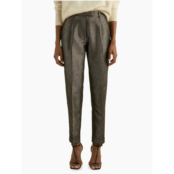 New Reiss Sienna Sparkle Tapered Trousers in Gold Size 12 - Picture 3 of 13